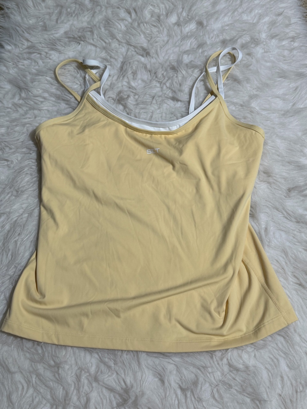 NEW Set Active XL Butter Yellow Matching Set Shorts Sports Bra Tank Top Workout - Picture 9 of 12